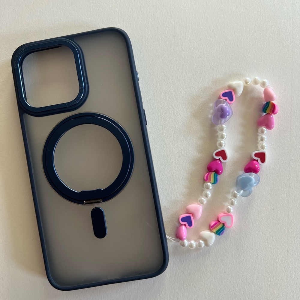 Heart Phone Charm! Pink and Purple Phone Strap